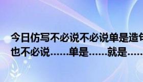 今日仿写不必说不必说单是造句（仿写句子，‘不必说……也不必说……单是……就是……’）