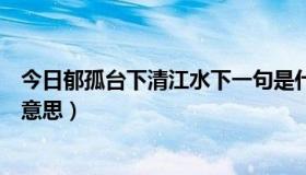 今日郁孤台下清江水下一句是什么（郁孤台下清江水是什么意思）