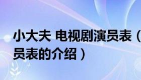 小大夫 电视剧演员表（关于小大夫 电视剧演员表的介绍）