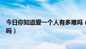 今日你知道爱一个人有多难吗（真搞不懂爱一个人有那么难吗）