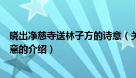 晓出净慈寺送林子方的诗意（关于晓出净慈寺送林子方的诗意的介绍）