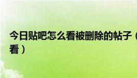 今日贴吧怎么看被删除的帖子（别人贴吧删除过的帖子怎么看）