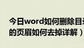 今日word如何删除目录页眉（word中目录的页眉如何去掉详解）