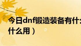 今日dnf锻造装备有什么用（dnf武器锻造有什么用）