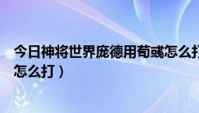 今日神将世界庞德用荀彧怎么打赵云（神将世界庞德用荀彧怎么打）