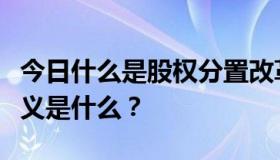 今日什么是股权分置改革，股权分置改革的意义是什么？