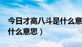 今日才高八斗是什么意思?（“才高八斗”是什么意思）