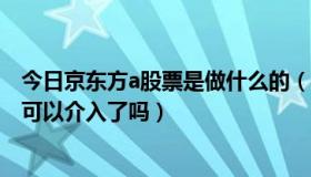 今日京东方a股票是做什么的（京东方A这只股票怎么样啊，可以介入了吗）