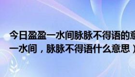 今日盈盈一水间脉脉不得语的意思和全诗（诗词赏析：盈盈一水间，脉脉不得语什么意思）