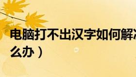 电脑打不出汉字如何解决（电脑打不出汉字怎么办）