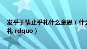 发乎于情止乎礼什么意思（什么叫 ldquo 发乎于情 止乎于礼 rdquo）