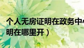 个人无房证明在政务中心能开吗（个人无房证明在哪里开）