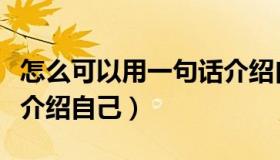 怎么可以用一句话介绍自己（怎样用一句话来介绍自己）