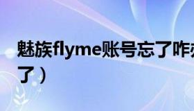 魅族flyme账号忘了咋办（魅族flyme账号忘了）