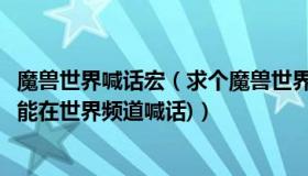 魔兽世界喊话宏（求个魔兽世界自动喊话的宏(每隔一段时间能在世界频道喊话)）