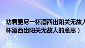 劝君更尽一杯酒西出阳关无故人的意思是什么（劝君更尽一杯酒西出阳关无故人的意思）