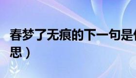 春梦了无痕的下一句是什么（春梦了无痕的意思）