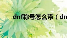 dnf称号怎么带（dnf称号怎么获得）