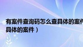 有案件查询码怎么查具体的案件信息（有案件查询码怎么查具体的案件）