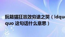 阮籍猖狂岂效穷途之哭（ldquo 阮籍猖狂 岂效穷途之哭 rdquo 这句话什么意思）