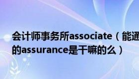 会计师事务所associate（能通俗讲一下四大会计师事务所的assurance是干嘛的么）