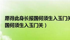 愿得此身长报国何须生入玉门关的作者是谁（愿得此身长报国何须生入玉门关）