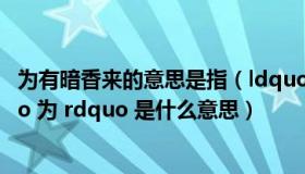 为有暗香来的意思是指（ldquo 为有暗香来 rdquo 的 ldquo 为 rdquo 是什么意思）