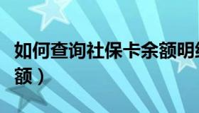 如何查询社保卡余额明细（如何查询社保卡余额）