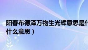 阳春布德泽万物生光辉意思是什么（阳春布德泽万物生光辉什么意思）