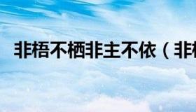 非梧不栖非主不依（非梧不栖是什么意思）