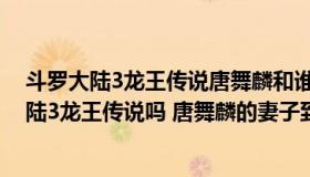 斗罗大陆3龙王传说唐舞麟和谁在一起了（有人看过斗罗大陆3龙王传说吗 唐舞麟的妻子到底是谁）