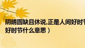 阴晴圆缺且休说,正是人间好时节（阴晴圆缺都休说且喜人间好时节什么意思）