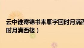 云中谁寄锦书来雁字回时月满西楼（云中谁寄锦书来雁字回时月满西楼）