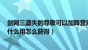 剑网三遗失的尊敬可以加阵营声望吗（剑网3遗失的尊敬有什么用怎么获得）