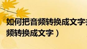 如何把音频转换成文字并复制出来（如何把音频转换成文字）