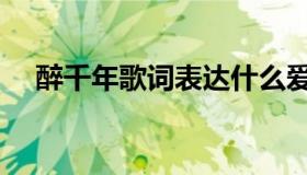 醉千年歌词表达什么爱情（醉千年歌词）