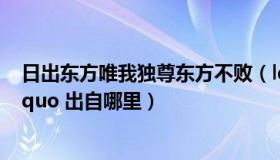 日出东方唯我独尊东方不败（ldquo 日出东方 唯我不败 rdquo 出自哪里）