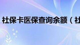 社保卡医保查询余额（社保卡医保余额查询）