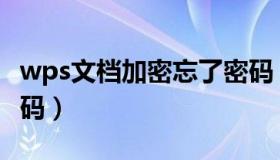 wps文档加密忘了密码（wps文档加密忘记密码）