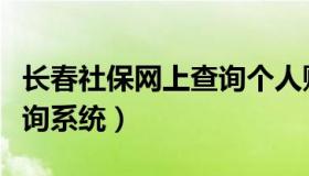 长春社保网上查询个人账户（长春社保网上查询系统）