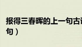 报得三春晖的上一句古诗（报得三春晖的上一句）