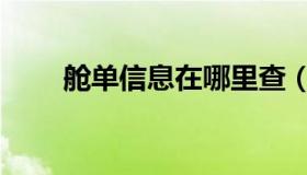 舱单信息在哪里查（舱单信息查询）