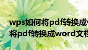 wps如何将pdf转换成word文件（wps如何将pdf转换成word文档）