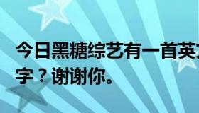 今日黑糖综艺有一首英文主题曲。它叫什么名字？谢谢你。