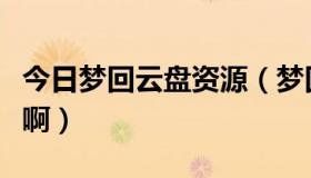 今日梦回云盘资源（梦回资源网怎么下载资源啊）