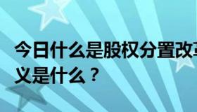 今日什么是股权分置改革，股权分置改革的意义是什么？