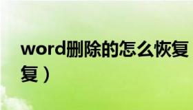 word删除的怎么恢复（word删除了怎么恢复）