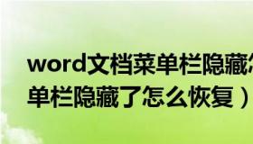 word文档菜单栏隐藏怎么弄回来（word菜单栏隐藏了怎么恢复）