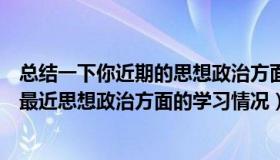 总结一下你近期的思想政治方面的情况大学生（总结一下你最近思想政治方面的学习情况）