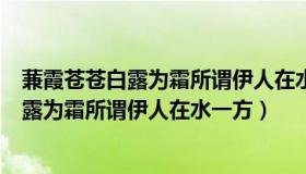 蒹霞苍苍白露为霜所谓伊人在水一方什么意思（蒹霞苍苍白露为霜所谓伊人在水一方）